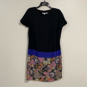 Boden Dress Women’s Size 10R Black Blue Floral Brompton Silk blend Sheath Dress